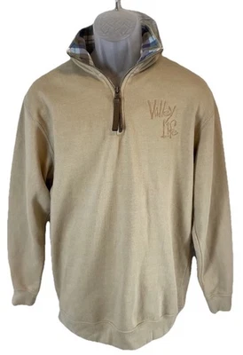 Vintage mock neck pullover men’s M Isaac’s Design’s VALLEY LIFE Tan 1/4 Zip USA - Image 1 of 4