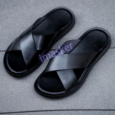 Men's Leather Sandals Classic Slipper Summer Shoes Roman Summer Fashion Casual - Image 1 of 4