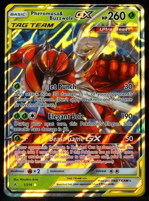 Pheromosa & Buzzwole GX Tag Team #1 NM Pokemon Card - Image 1 of 3