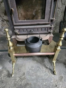 Vintage Messing Kamin Feuer Schürhaken Auflage Ständer - Bild 1 von 2