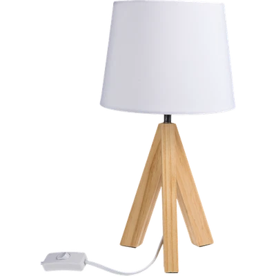 Tischleuchte mit Dreibein aus Holz.  - Bild 1 von 4