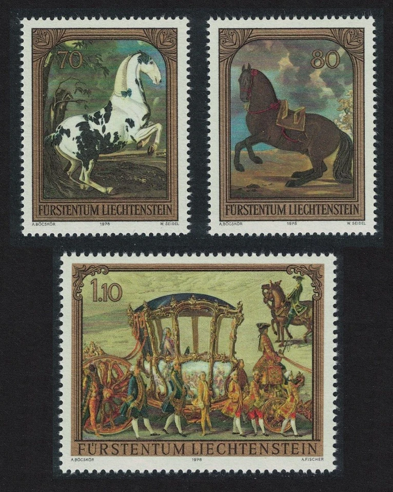 Pinturas de caballos Liechtenstein 3v 1978 MNH SG#714-716 Sc#660-662 Foto 1 de 1