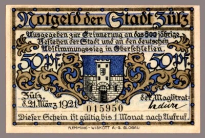 #33761 LULZ Germany 1921. Banknote notgeld 50 Pfennig. - Image 1 of 2