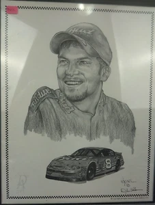 Dale Adkins Official Art Framed 11x14 Drawing Of #8 Dale Earnhardt Jr. (BNC9) - Picture 1 of 11