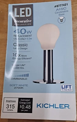 KICHLER Decorative Collection 40W A15C Soft White Candelabra Base 0777421 - Image 1 of 4