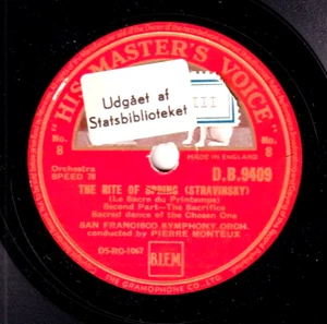 Monteux. Stravinsky (Sacre du printemps). HMV DB 9409-12 (4). NM(-) - Picture 1 of 1