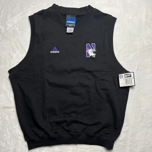 Vintage Northwestern Wildcats Adidas Team Vest Double Logo Front Black M NEW - Picture 1 of 11