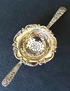Colador bolsa de té de plata esterlina S Kirk & Son vintage repousse - Imagen 1 de 8