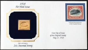 U.S. Stamp Scott # 4806a 24c Inverted Jenny 22K Gold Replica First Day of Issue - Picture 1 of 2