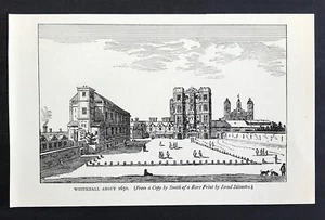 Whitehall about 1650 from a copy by Smith of a print by Silvestre woodcut 1878 - Picture 1 of 2