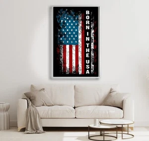 Born In The USA American Flag Patriotic Design 24x36, 11x17 Poster - Bild 1 von 4
