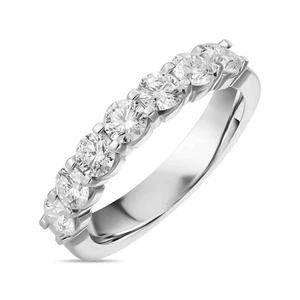 0.65 CT 14K White Gold Round Band Ring Lab Grown Diamond Ring For Wedding - Picture 1 of 3
