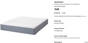 IKEA Vågstranda Pocket Sprung Mattress (Double, Firm) - Picture 1 of 1