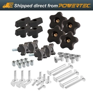 POWERTEC Jig and Fixture T-Track Hardware Kit w/Knobs and Threads, 46pcs (71174) - Picture 1 of 8