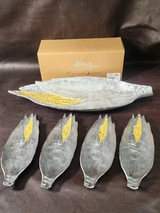 *RARE/NWT* Michael Aram Golden Corn Server W/4 Golden Corn Dishes, READ - Picture 1 of 10