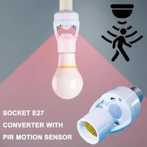 1x E27 Light Bulb Lamp PIR Motion Sensor Activated GXU Adaptor G8X0 Socket N4H2 - Picture 1 of 14