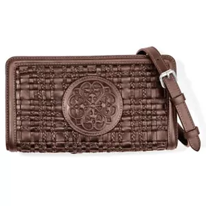 Portafoglio nuovo con etichette Brighton Ferrara MONTECITO grande zip pelle intrecciata whisky prezzo al dettaglio consigliato $295 - Foto 1 di 4
