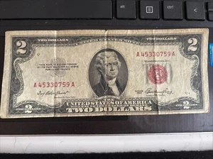 1953 Red Stamp Note 2 Dollar Bill - Picture 1 of 5
