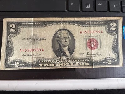 1953 Red Stamp Note 2 Dollar Bill - Image 1 of 4