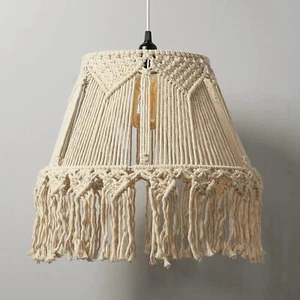Macrame Hanging Shade Boho Hand Woven Modern Lamp Living Room Bedroom Cafe Lamp - Picture 1 of 4