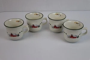 Pfaltzgraff Christmas Snow Village Snowman Coffee Tea Cocoa Mugs Cups Set of 4 - Picture 1 of 8