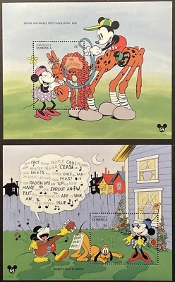 DOMINICA MICKEY'S 65TH BIRTHDAY DISNEY STAMPS 2 SS 1994 MNH MINNIE TANGLEFOOT - Image 1 of 3