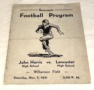 1931 Antique Football Program John Harris VS Lancaster High school Pennsylvania - Picture 1 of 4