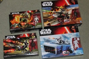 4x Star Wars vehicles + figures boxsets incl SPEEDER BIKE + SNOWSPEEDER + WALKER - Picture 1 of 9