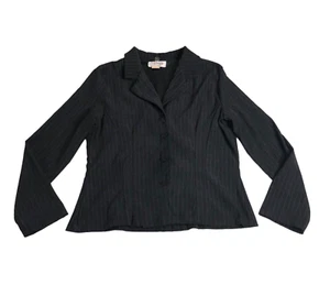 Vintage 90er DJ Sommer Blazer Jacke Damen 18 schwarz Nadelstreifen Wildlederimitat Kragen - Bild 1 von 11