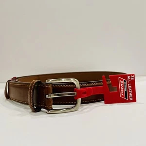 Dickies Herren Freizeit Leder Gürtel braun mit silberner Schnalle Gr. 38 NEU - Bild 1 von 5