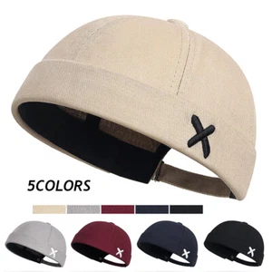Cappello berretto uomo moda senza tesa marinaio docker teschio berretto polsino arrotolato regolabile - Foto 1 di 24