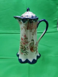 Antique Japanese Kutani Geisha Ware Tea Cobalt Blue Trim Antique Pot - Picture 1 of 10