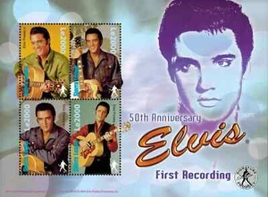 Sierra Leone, Elvis 1st Recording 50th Anniv II, Souvenir Stamp Sheet Of 4, MNH - Picture 1 of 2