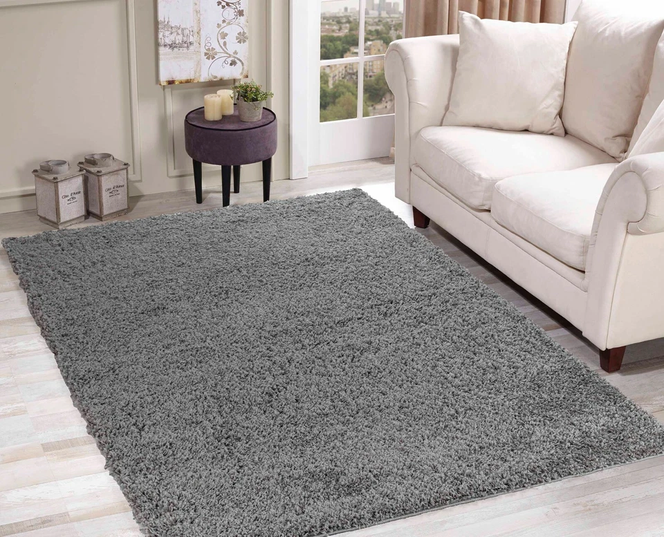 Oxford Shaggy Rugs Small Large Rectangle Round Runner Thick Pile Soft 11 Colour 200x290cm Grey
