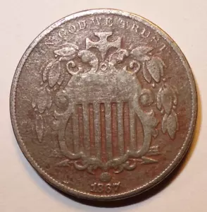 Etats-Unis, 5 Cents 1867 !! - Picture 1 of 2