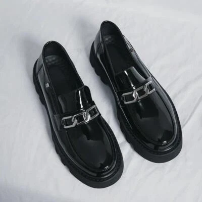 Mens Punk Creeper Faux Leather Loafers Round Toe Slip On Decro Platform Shoes D - Image 1 of 4
