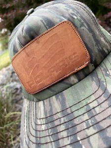 Rare! Vintage Leather Patch Polaris Hat Cap Snap Back Camo Camoflauge Hunting - Picture 1 of 7
