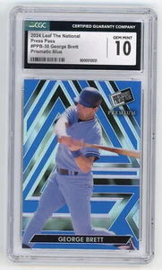 2024 LEAF THE NATIONAL PRESS PASS GEORGE BRETT PRISMATIC BLUE SP /15 CGC 10 #30 - Picture 1 of 2