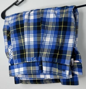 Blue Plaid Mens Size 36 Pleated Trendy Performance Golf Shorts - Picture 1 of 2