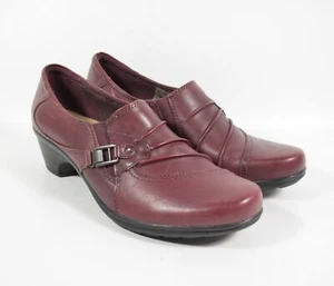 Mocassini slip on Earth Origin Roxanne in pelle bordeaux scarpe tacco basso taglia 11M - Foto 1 di 8