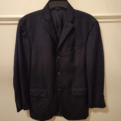 Polo Ralph Lauren Para Hombres Negro Lana Virgen Azul Etiqueta Hecho en Italia Talla 38 Foto 1 de 4