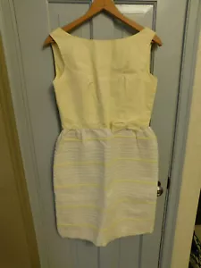 Vtg 1950s Cupcake Yellow White Wavy Lace Trim Bow Handmade FABULOUS 25" W EUC - Picture 1 of 7