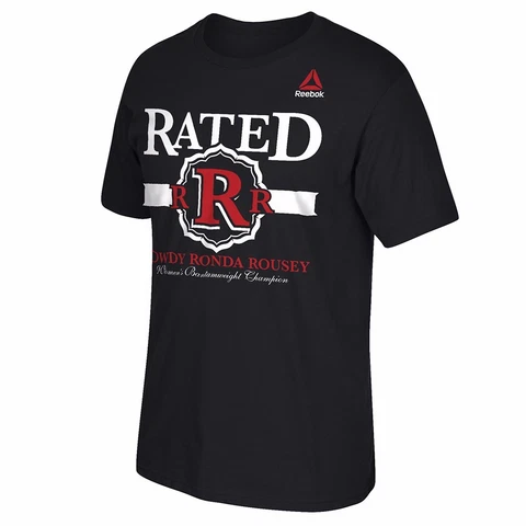 Ronda Rousey UFC Reebok Men's Black "Weigh In" Graphic Print T-Shirt Cover