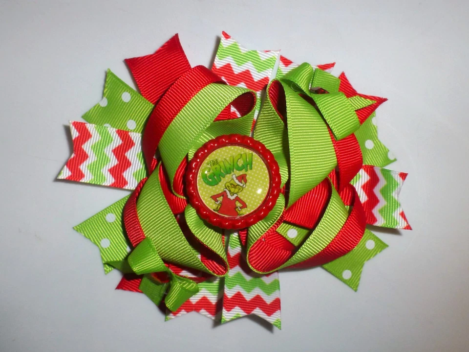 NUEVO Grinch Estola Navidad Niñas 5 pulgadas Clip de moño de pelo Foto 1 de 1