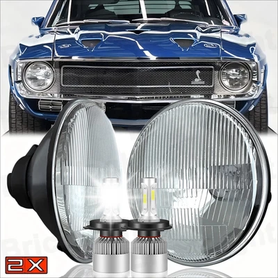Faros redondos LED DRL haz alto/bajo para Plymouth Barracuda Cuda Duster 340 7" EE. UU. Foto 1 de 4