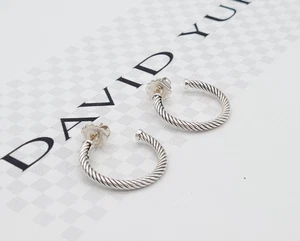 David Yurman 925 Sterlingsilber 1" Zoll klassische Kabel Creolen - Bild 1 von 6
