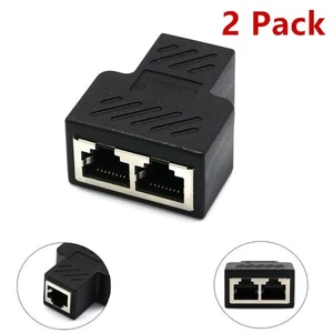 2* RJ45 Splitter Adapter 1 to 2 Ways Dual Female Port CAT5/CAT 6 LAN Ethernet H - Afbeelding 1 van 11