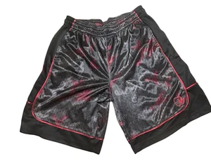 And1 Basketball Shorts Mens L Black Red Camo Drawstring Old Skool Elastic - Picture 1 of 11