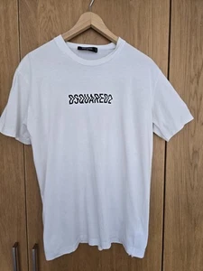 White D Squared Blurred Logo T Shirt (LARGE) - Picture 1 of 5