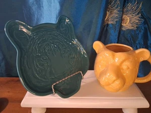 Yellow Leopard Mug And Green Tiger Plate (Brand New) - Picture 1 of 13